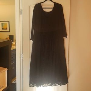NWOT ESHAKTI Black Dress with Lace skirt overlay. Size 2X-22W New, never worn